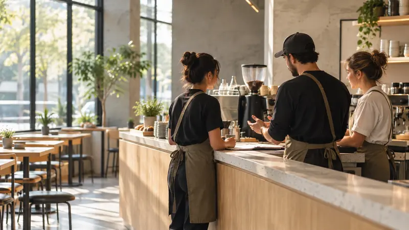 Reunión del equipo antes de abrir la cafetería