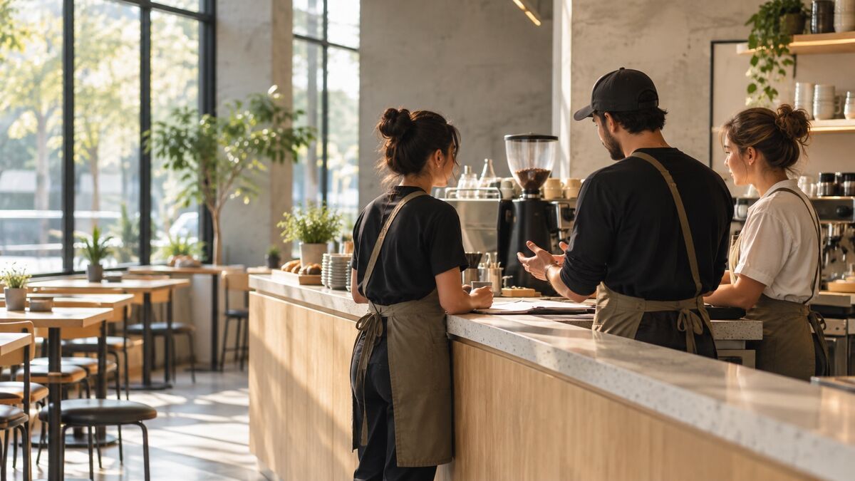 Reunión del equipo antes de abrir la cafetería
