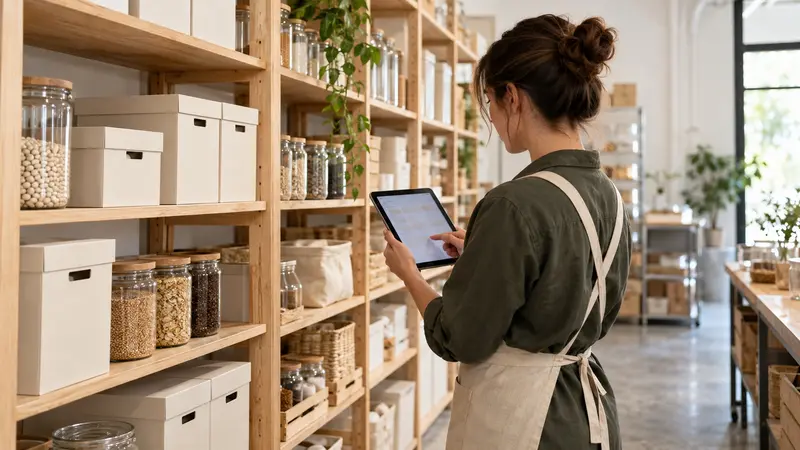 Persona revisando el inventario con una tableta